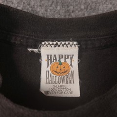 Vintage Happy Halloween AOP T-Shirt XL 1996 Black Cat HUGE Spell Out 90s Tee