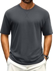 Men’s Cotton Drop Shoulder T Shirt Loose Fit Soft Casual Short Sleeve Summer Tee