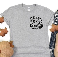 Feral Mama Shirt, Gift for mom, Mothers Day Tee, Smile Design, Skeleton Design