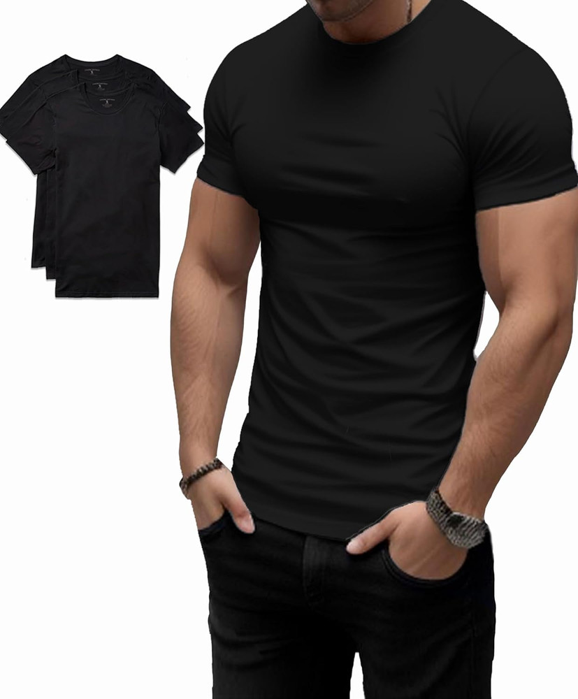 Trailblazer Slim Fit White and Black T-Shirts (3 Pack) Crewneck No Shrink Unders
