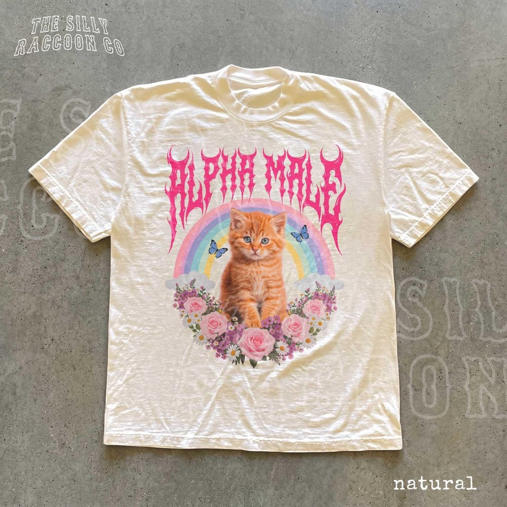 Funny Alpha Male Kitten Graphic Shirt Sarcastic Cat Meme Vintage Unisex Tee Gift