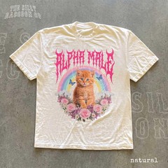 Funny Alpha Male Kitten Graphic Shirt Sarcastic Cat Meme Vintage Unisex Tee Gift