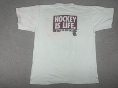 Vtg The Puck Stops Here Hockey Is Life T-shirt Large White Big Ball Sports