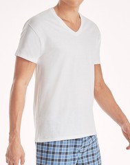 Hanes Men’s V-Neck T-Shirt White Irregular S-3XL 3-Pack