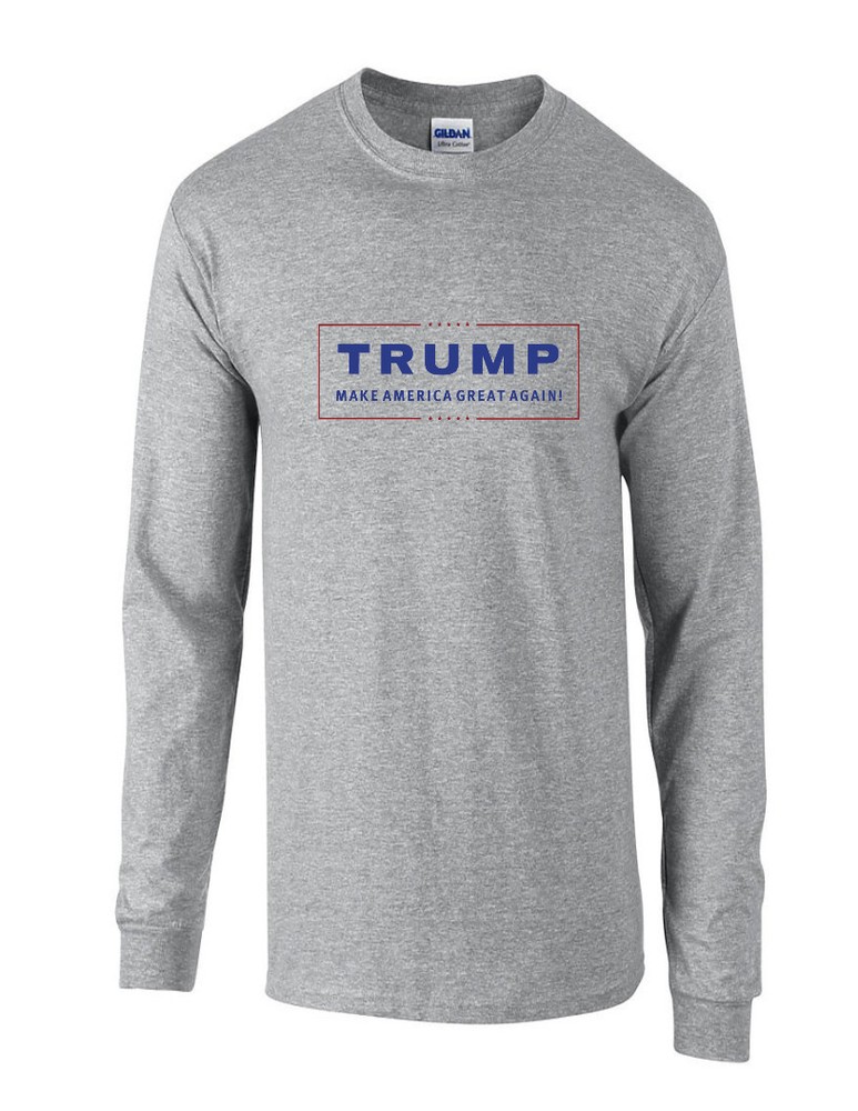 Trump Make America Great Again Red Blue Logo Sport Gray Long Sleeve T-Shirt
