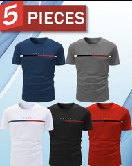 5 Pack Men’s Graphic T-Shirts Crew Neck Short Sleeve Casual Polyester Tees S-3XL