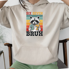 Vintage Raccoon 67 Bruh Six Seven Meme! Unisex Hoodie