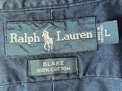 Vtg Ralph Lauren Blue Button 100% Cotton Down Blake Shirt Men’s Size L