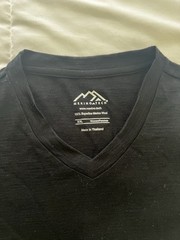 Merino.tech Superfine 100% Merino Wool V Neck T Shirt Black XXL Womens (145)