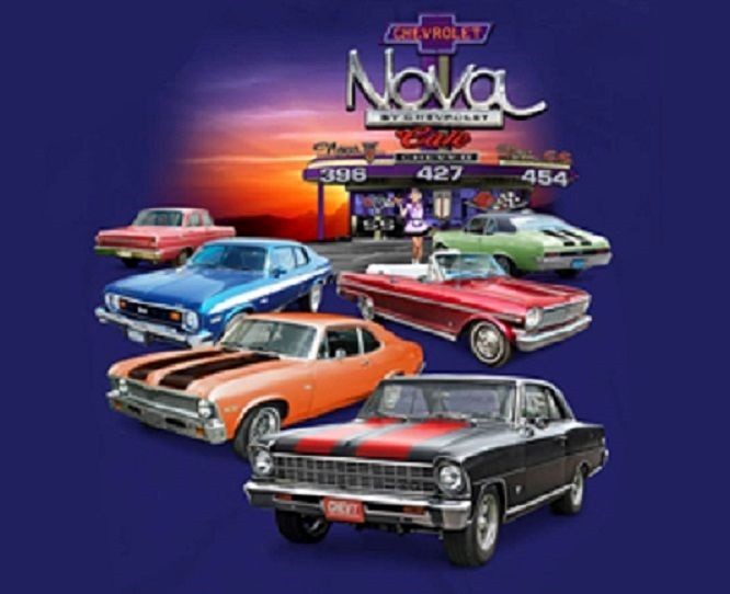 NOVA SS T-SHIRT PURPLE NOVA CAFE 283,307,327,350,396.427,454 S-XL24.99+2X,3X NEW