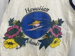VTG 70s Poly Tees Hawaiian Islands Surf Tank Top Shirt Double Sided Print Size M