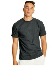 Hanes Mens Premium T-Shirt Crew Neck M MED Charcoal Gray Heather Cotton Blend