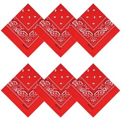 6 PCS 21×21 Inch 100% Cotton Bandanas Handkerchief Headband Scarf Wrap