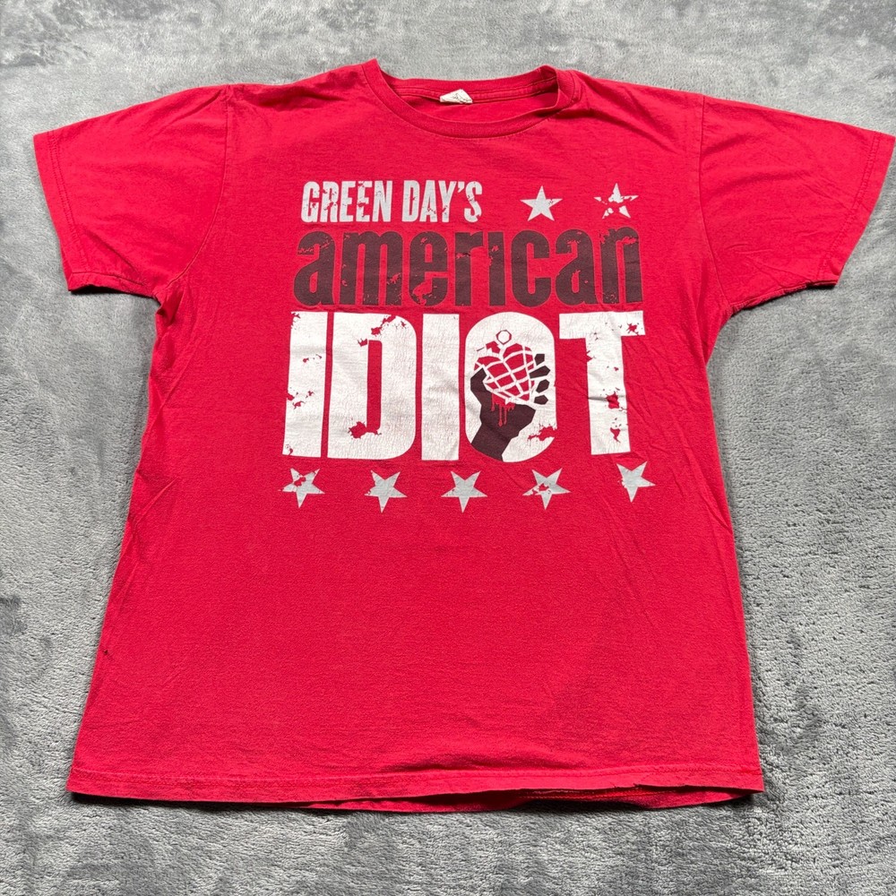 Vintage Bay Island Sportswear T-Shirt Mens Large Red Green Day American Idiot