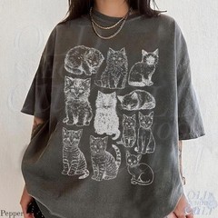 Vintage 90s Tattoo Cat T-Shirt Retro Y2K Kitten Graphic Cat Lover Gift Tee