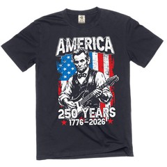 Men’s Abraham Lincoln Guitar T-Shirt: America 250 Years (1776-2026) Tee