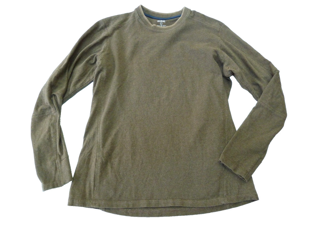 Kuhl T-shirt Tee Long Sleeve Mens Large Wildfibre Organic Heavy Cotton Brown