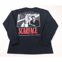 Scarface Shirt Mens Medium Black Tony Montana Movie Graphic Long Sleeve Cotton