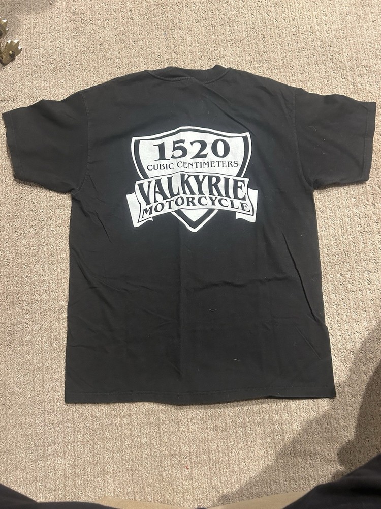 Vintage Valkyrie Motorcycles T-shirt Size Large Black Biker Grunge Y2K Hanes