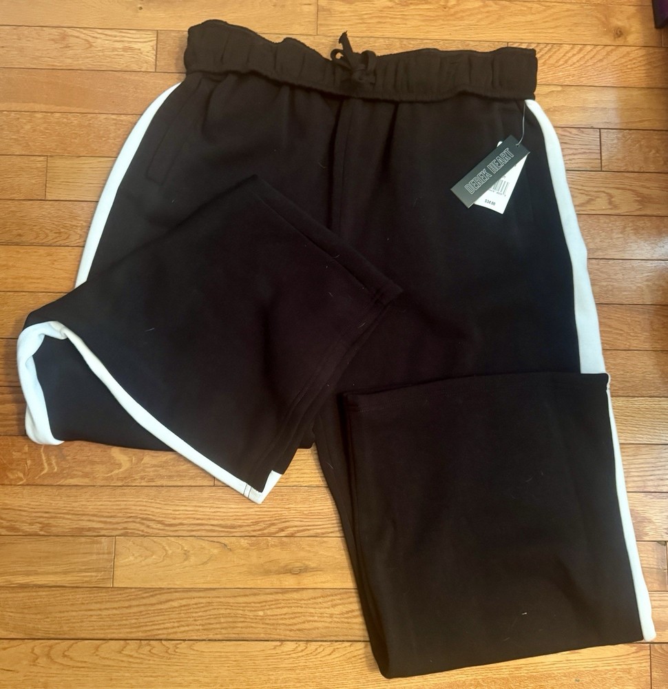 NWT Derek Heart Fold Over Waist Wide Leg Black Beauty Sweatpants Size 2X