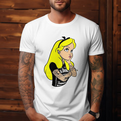 ALICE IN WONDERLAND TATTED T-Shirt | Disney Animated Film Tee | Jack Daniels Top