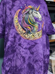Fantasy Celtic Moon Unicorn Colortone Crystal Wash Purple XL