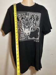 GUESS Men’s Black Tiger Graphic Logo Tee Crew Neck Short Sleeve Cotton L