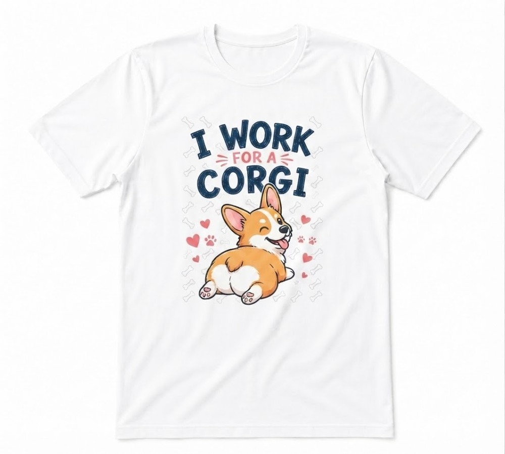 I Work For A Corgi Preppy Corgi Corgi Cute Dog White T-shirt
