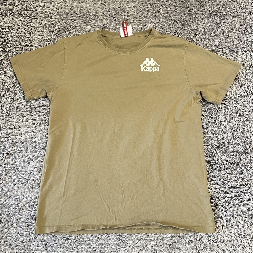 Kappa Shirt Adult Medium Beige White Logo Short Sleeve Outdoor 100% Cotton Mens