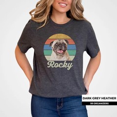 Custom Pet Portrait Comfort Tee Retro Dog Cat Personalized Animal Lover Gift