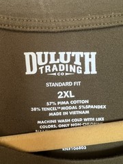 Duluth Trading Co 2XL Olive Pocket T Shirt Pima Cotton Modal Stretch Tee