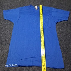 Vintage Walmart Single Stitch Plain Blank Pocket T Shirt Blue Size Small