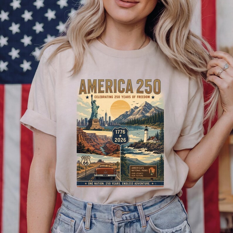 250 Graphic Tee, Vintage Travel Shirt, Route 66 National Parks shirt