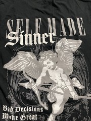 Eighty Eight T-shirt SELF MADE SINNER 🖤Gothic Cherub Angel🪽 Halloween SZ M BLK