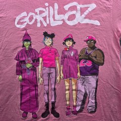 Gorillaz Graphic T-Shirt Medium Pink Mens Regular Fit Cotton Band Music Tee