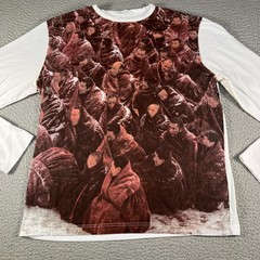 Pollini Art Shirt Mens XL White AOP Crowd Print Made Italy Artistic Graphic Tee