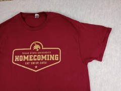 Texas State Bobcats T Shirt Adults Sm Maroon Gold Homecoming Eat’Em Up, Cats!