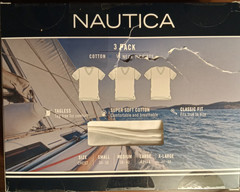 Nautica Cotton V-Neck T-Shirts • 3 Pack White • Men’s “S” 34-36