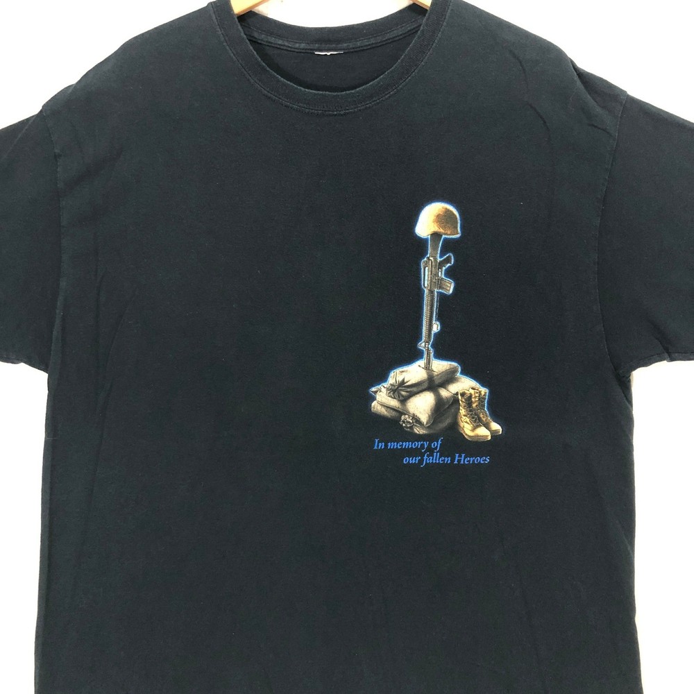 In Memory Of Our Fallen Heroes Military Soldier Mens Black Graphic T Shirt