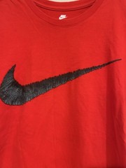 Nike Size Small Men’s Red T-Shirt Cotton Swoop Logo Sm See Picture