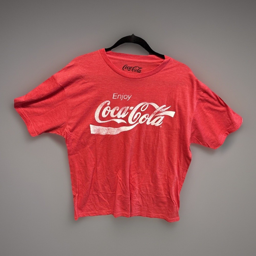 Coca-Cola Graphic Tee Heather Red L Cotton Blend Unisex Logo Retro