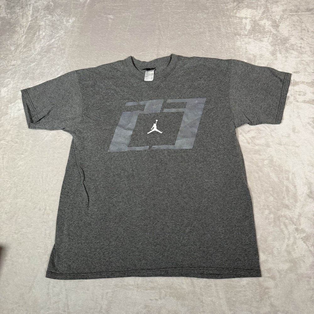VTG Jordan Shirt Mens Large Gray Jump Man Air MJ Logo Basketball Adult Y2K