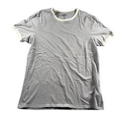 Hollister Mens Muscle Fit Ringer T-Shirt Gray Cream Trim Cotton XL Short Sleeve