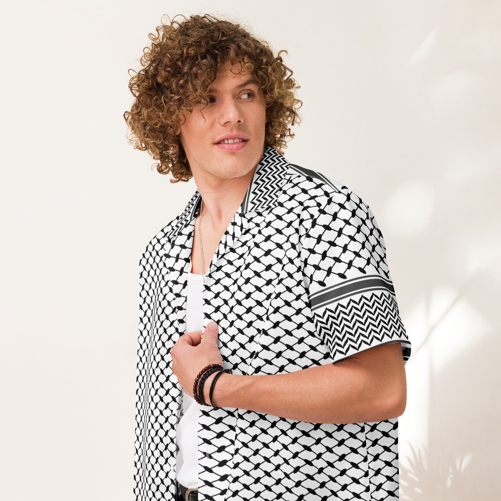 Keffiyeh Unisex button shirt, Palestine Keffiyeh Button Shirt, Keffiyeh Shirt