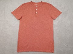 Goodfellow and Co Mens S Orange Shirt Crew Neck Chest Button Henley Top