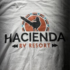 Hacienda RV Resort Santa Fe T Shirt Mens LG White New Mexico Tourism Roadrunner