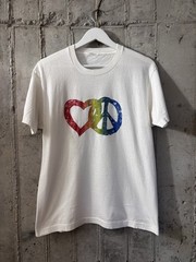 Vintage May Peace Prevail On Earth Art T-shirt Double Sided 80s Single Stitch