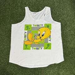 Tweety Bird Vtg Looney Tunes Y2K 3D Tank Top Sleeveless Cartoon T Shirt L/XL