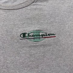 Vintage 90s Champion Script Logo Embroidered Streetwear Heather T-Shirt – XL