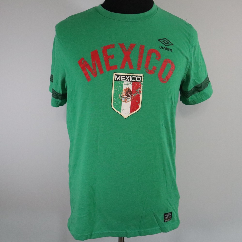 Umbro T-Shirt Mens Small Crew Neck Graphic Tee Green Short Sleeve Mexico Soccer